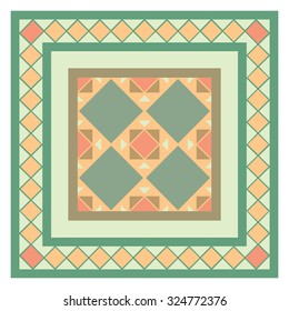Colorful mosaic pattern, tiling blocks with frame