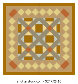Colorful mosaic pattern, tiling blocks with frame