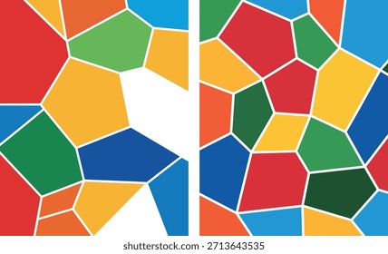Colorful mosaic pattern with vibrant polygons and white lines graphic design