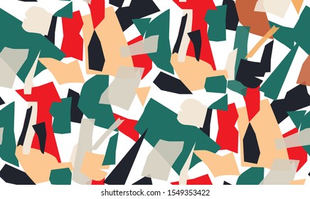 Colorful mosaic in red, green and black.Repeat pattern with shards of colored glass.Perfect for stationery, accessories, textile printing and more!