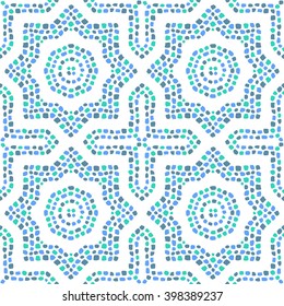 Colorful mosaic seamless pattern. Mediterranean ornament, vector illustration