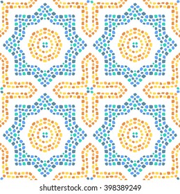 Colorful mosaic seamless pattern. Mediterranean ornament, vector illustration