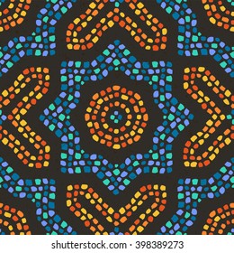 Colorful mosaic seamless pattern. Mediterranean ornament, vector illustration