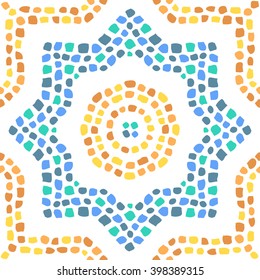 Colorful mosaic seamless pattern. Mediterranean ornament, vector illustration