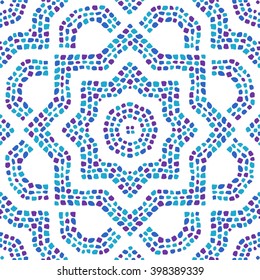 Colorful mosaic seamless pattern. Mediterranean ornament, vector illustration