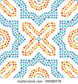 Colorful mosaic seamless pattern. Mediterranean ornament, vector illustration