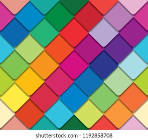 Colorful mosaic seamless pattern. Paper cut out pieces background.
