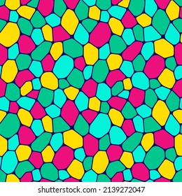 Colorful mosaic seamless pattern vector illustration. Decorative background with colorful broken tiles fragments. For interior design and decor elements. Bright colors endless texture.