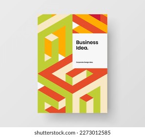 Plantilla de folleto con formas de mosaico coloridas. Informe anual único concepto de vector de diseño A4.
