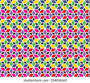 Colorful mosaic star seamless pattern background vector.Repeating geometric shapes with rhombus.