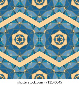 Colorful mosaic style vector seamless pattern. Ethnic background.