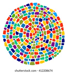 Colorful mosaic texture in a round shape. Ceramic tile texture. Easy to recolor.