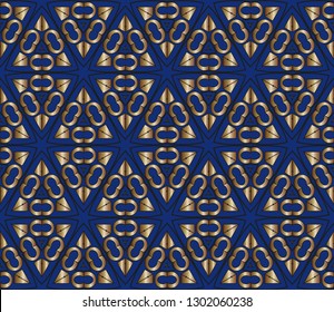 Colorful mosaic texture, Seamless  illustration for design seamless pattern with golden elements. Shining illustration with lines on abstract template. Vector 