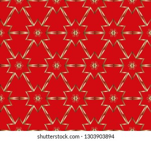 Colorful mosaic texture, Seamless  illustration for design seamless pattern with golden elements. Shining illustration with lines on abstract template. Vector illustration    