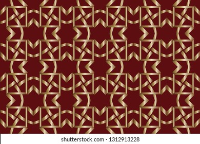 Colorful mosaic texture, Seamless  illustration for design seamless pattern with golden elements. Shining illustration with lines on abstract template. Vector illustration    
