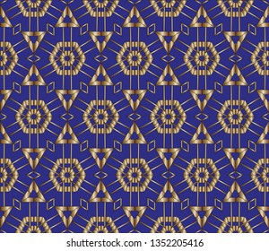 Colorful mosaic texture, Seamless illustration for design seamless pattern with golden elements. Shining illustration with lines on abstract template. Vector illustration .blue color, blue lines,     