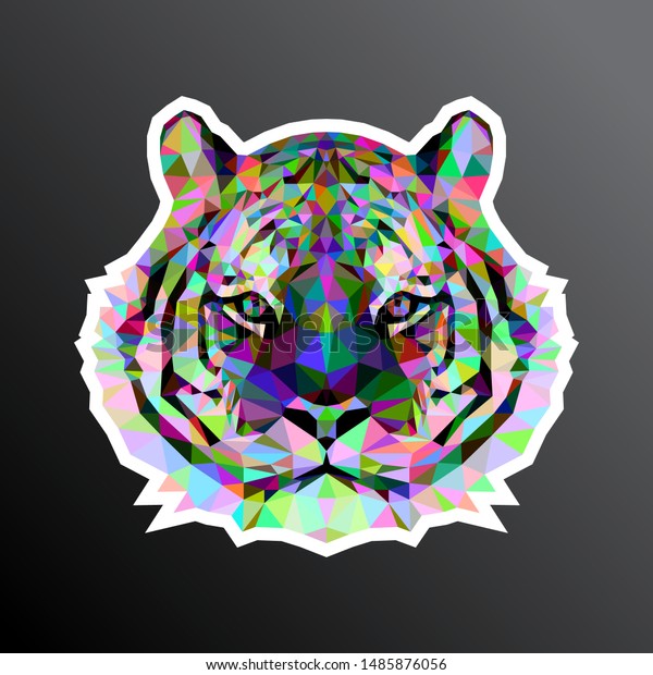 Colorful Mosaic Tiger Face Adapted Sticker: vetor stock (livre de ...