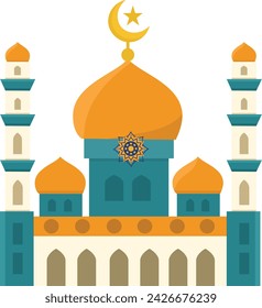 Colorful mosque building, islamic vector elements