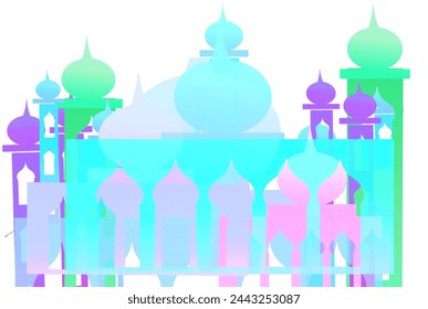 colorful mosque building silhouette without background