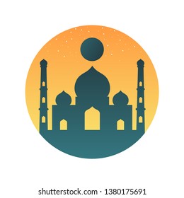 Colorful mosque Icon islamic Vector Illustration logo