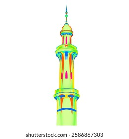 colorful mosque tower vector illustration without background