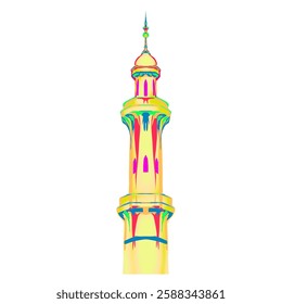 colorful mosque tower vector illustration without background