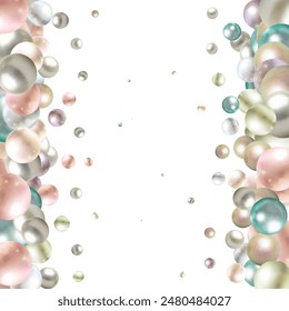 Colorful mother-of-pearl pearls. Festive background.
