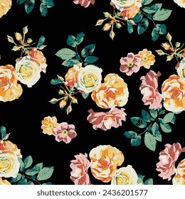 Colorful motif elements developed into large ready to print seamless patters set,mini watercolor hand drawn for textile fabric design