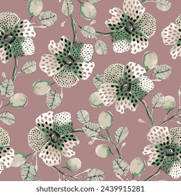 Colorful motif elements developed into large ready to print seamless patters set,mini watercolor hand drawn for textile fabric design