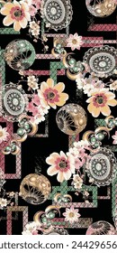 Colorful motif elements developed into large ready to print seamless patters set,mini watercolor hand drawn for textile fabric design