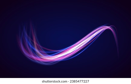 Un colorido fondo de movimiento de los senderos de luz de la ciudad. Flujos vórtice de luz de neón. Magia de mover líneas rápidas. Vigas láser, rayos de luz horizontales.	