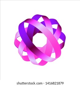 Colorful motion effect creative shape business modern dynamic design element on white background. Gradient ribbon twisted technology figure.