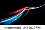 Colorful Motion Light Trails, Long Time Exposure Motion Blur Effect, Vector Illustration