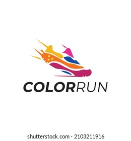 Colorful motion shoes vector logo design for run competition