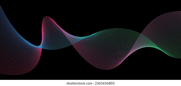 colorful motion sound wave on a dark background. Vector illustration