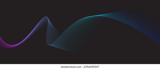 colorful motion sound wave on a dark background. Vector illustration