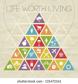 Colorful Motivational Icon Triangle Vector Illustration about Life