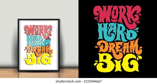 colorful motivational wall hanging picture frame with mockup.Vector Ilustration for home decorations