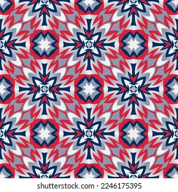 Colorful motley seamless pattern with Turkish motives. Overlapping art forms, stripes, polygons, segments are grouped and arranged in a certain order. Vector. 