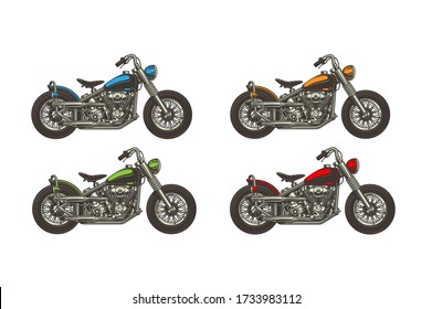 Colorful motorbike with many details on a white background. Motorcycle vector, realistic illustration.