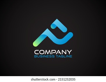 Colorful Mountain Letter P Logo Template