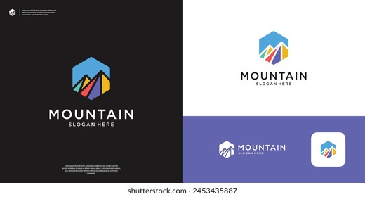 Colorful mountain logo design template