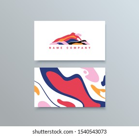 Colorful Mountain Logo Template. Vector Buisness Card For Travel Company