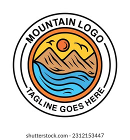 Colorful Mountain Logo Vector Graphic Design illustration Vintage Badge Emblem Symbol and Icon