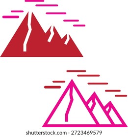 colorful mountain range with pink and red hues and lines