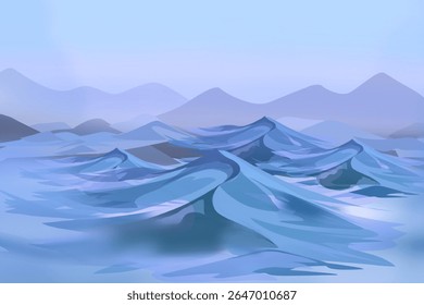 colorful mountain scenery in winter