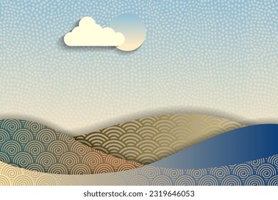 Colorful mountains paper cut style background. Vector illustration.