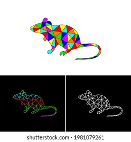 Colorful Mouse of Polygon Style, Low poly 