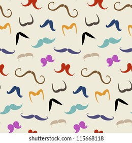 Colorful moustaches seamless pattern