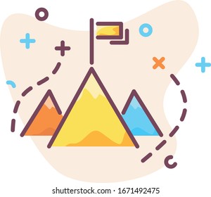 Colorful moutains vector illustration - goal or achievement reach concept. Agency target
